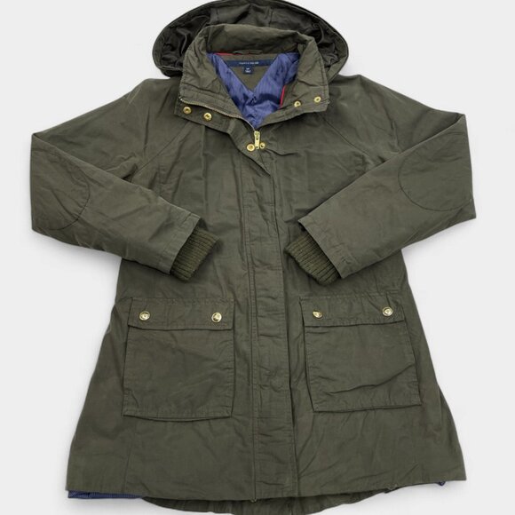 Tommy Hilfiger Women's Army Green Hooded Winter Coat Jacket Military Riding - Picture 1 of 11